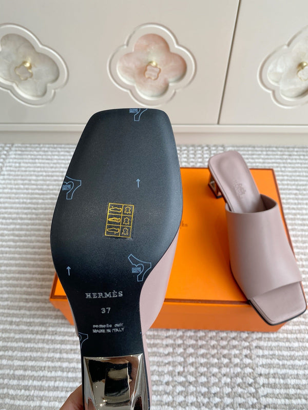 HM Kylie Mules Pink Calfskin 316379