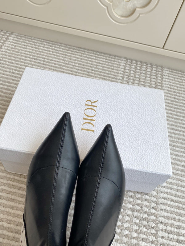 Dior 2025 Tribales Heeled Ankle Boot 50mm Black mix White Lambskin 501192