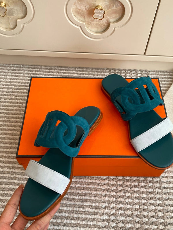 HM Lagune Sandal Teal Green Suede 776536