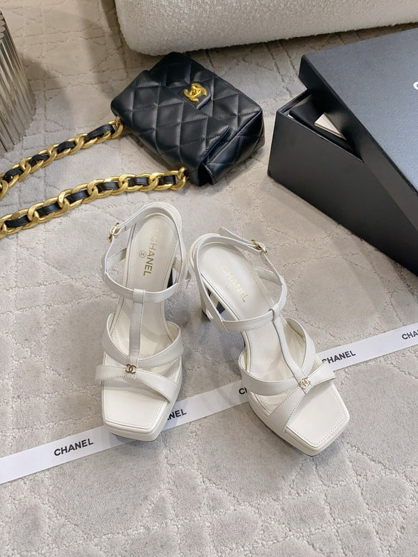 CC 26s Platform Stiletto Sandals 13cm White Sheepskin 723713