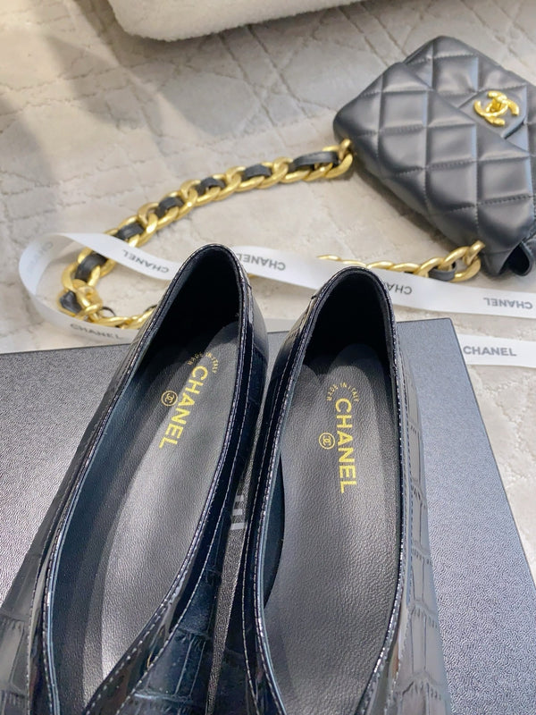 CC 26s Ballet Flat Matthieu Blazy Black Embossed Sheepskin 808124