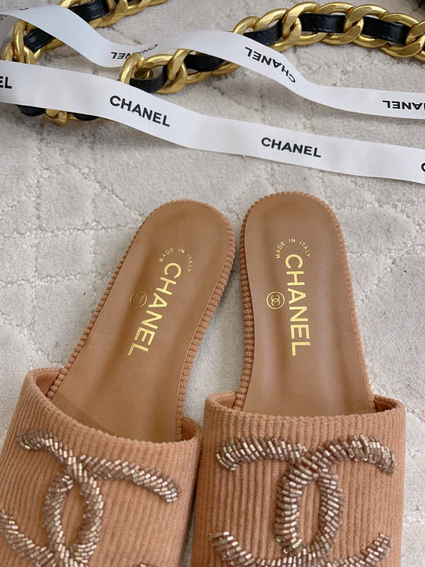 CC 26s Flat Mules Brown Woven Cord 723785