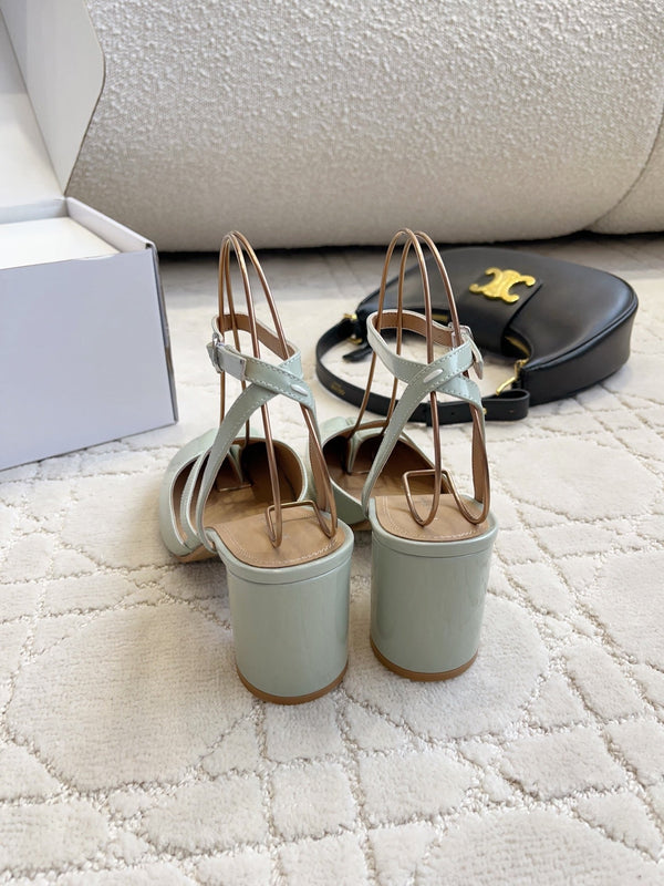 MM Tabi Slingback 8cm Pale Mint Patent Leather 808647