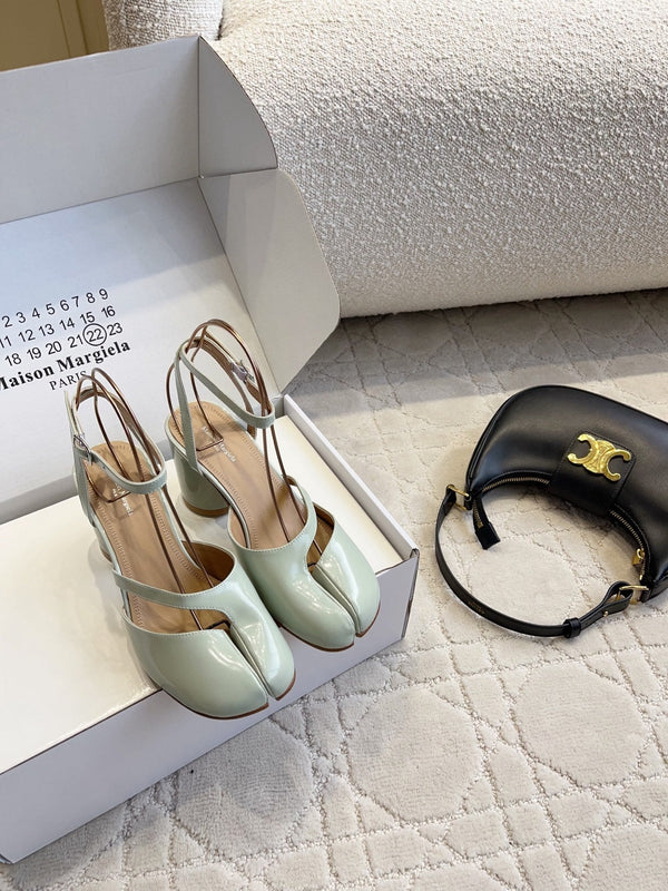 MM Tabi Slingback 8cm Pale Mint Patent Leather 808647