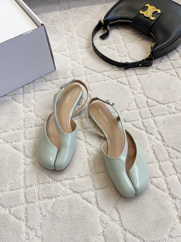 MM Tabi Slingback Flat Pale Mint Patent Leather 808648
