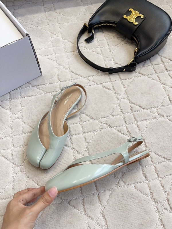 MM Tabi Slingback Flat Pale Mint Patent Leather 808648