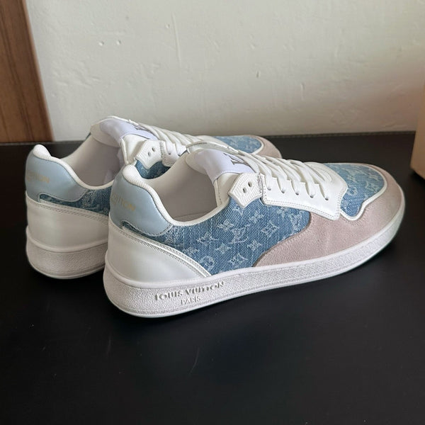 Sneaker LV Stadium in pelle scamosciata monogrammata blu mix marrone