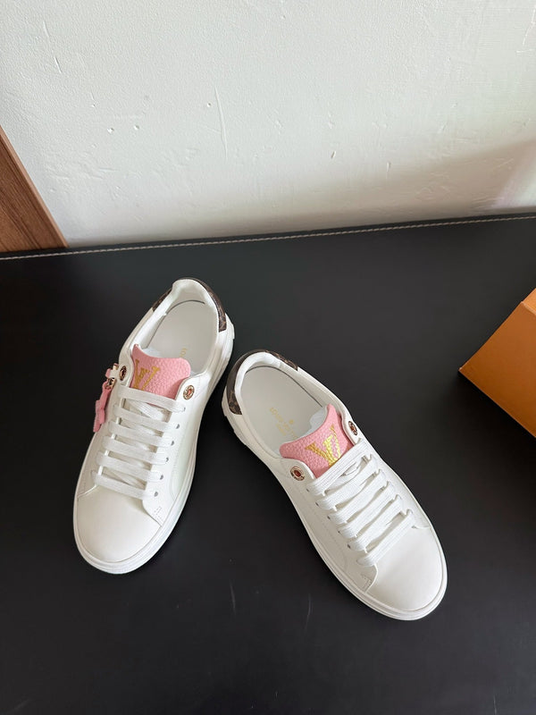 LV Time Out Sneakers White Mix Pink Calfskin