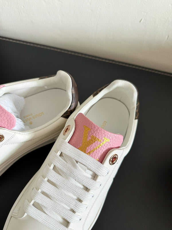 LV Time Out Sneakers White Mix Pink Calfskin