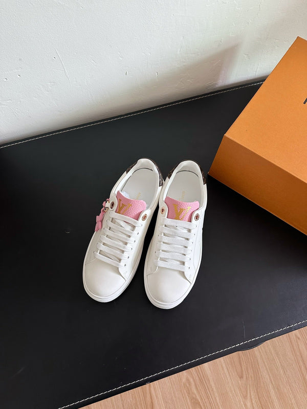 LV Time Out Sneakers White Mix Pink Calfskin