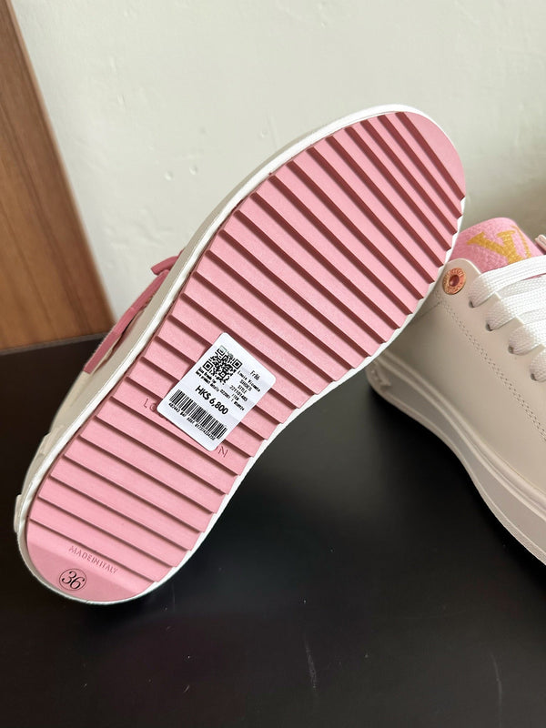 LV Time Out Sneakers White Mix Pink Calfskin