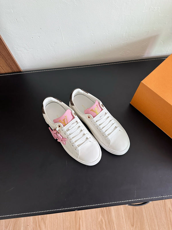 LV Time Out Sneakers White Mix Pink Calfskin