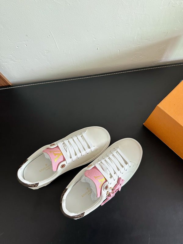 LV Time Out Sneakers White Mix Pink Calfskin