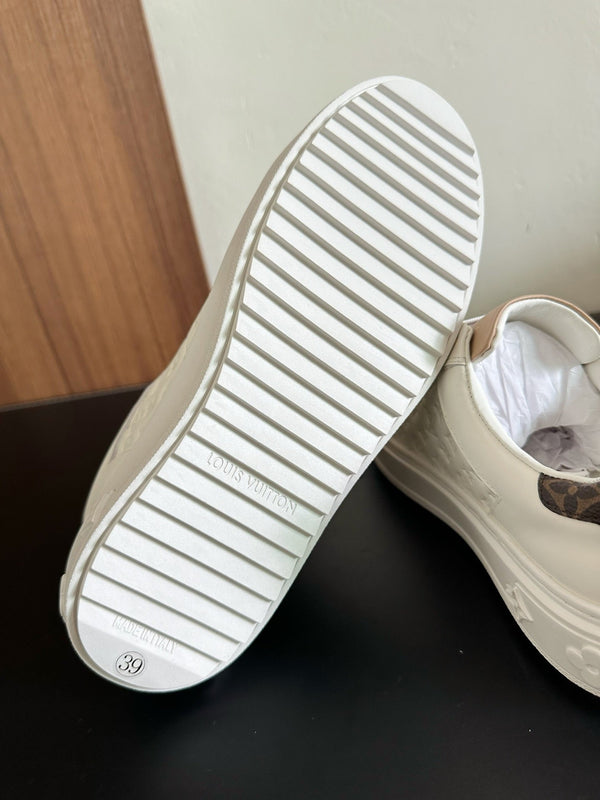 LV Time Out Sneakers White Mix Beige Monogram Calfskin