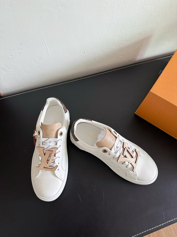 LV Time Out Sneakers White Mix Beige Monogram Calfskin