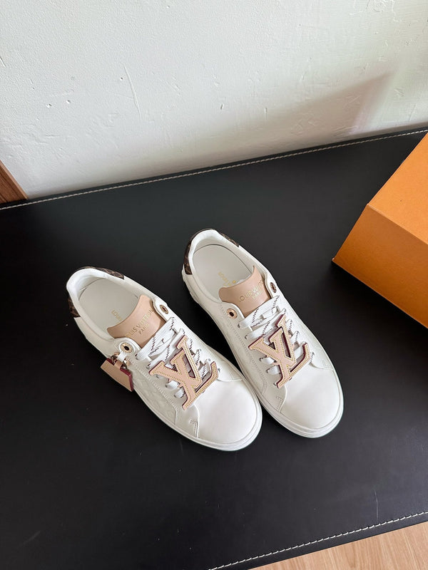LV Time Out Sneakers White Mix Beige Monogram Calfskin