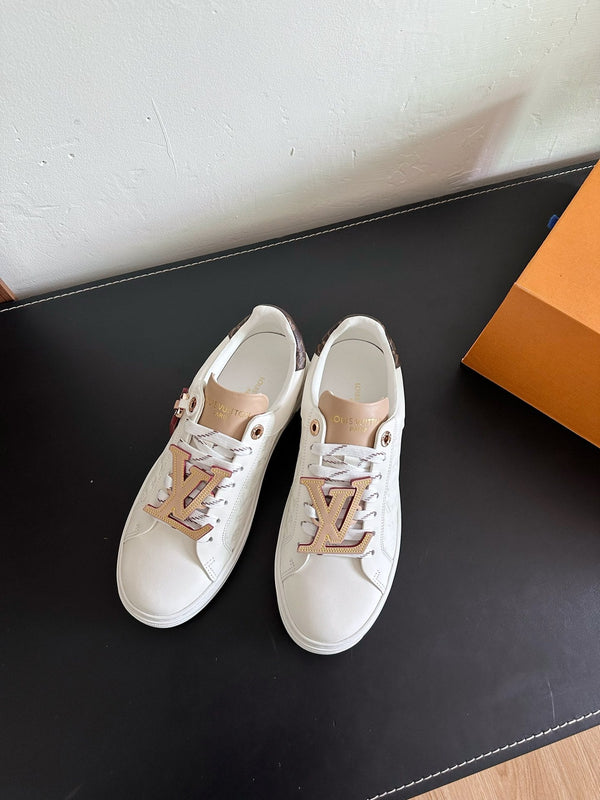 LV Time Out Sneakers White Mix Beige Monogram Calfskin