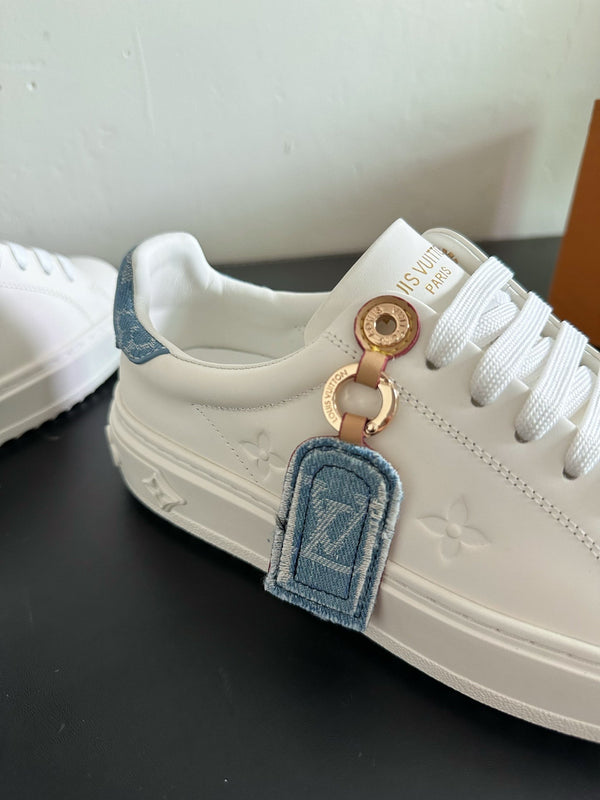 LV Time Out Sneakers White Mix Light Blue Calfskin