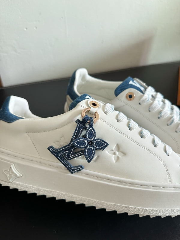 LV Time Out Sneakers White Mix Dark Blue Calfskin