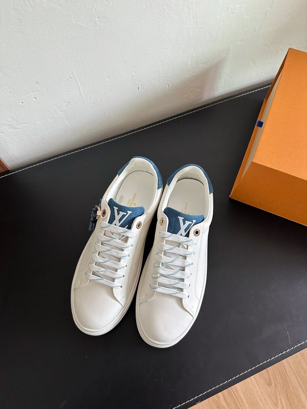 LV Time Out Sneakers White Mix Dark Blue Calfskin
