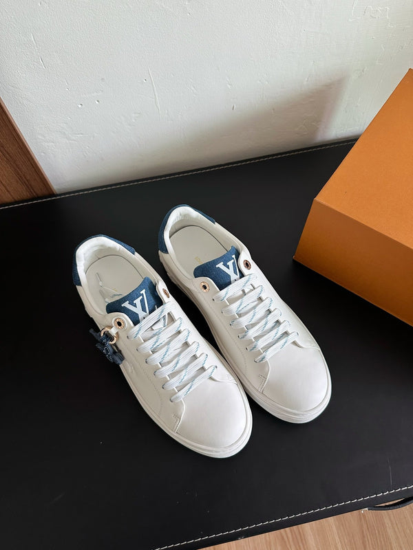 LV Time Out Sneakers White Mix Dark Blue Calfskin