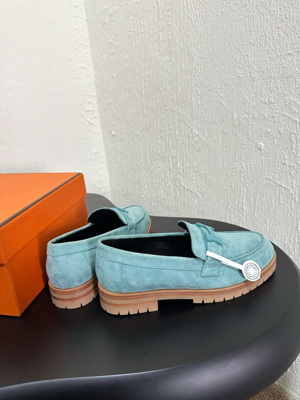 HM Faubourg Loafer 30mm Baby Blue Color Suede 960937