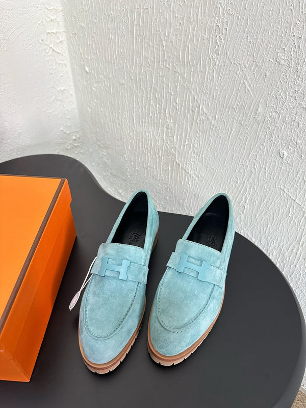 HM Faubourg Loafer 30mm Baby Blue Color Suede 960937