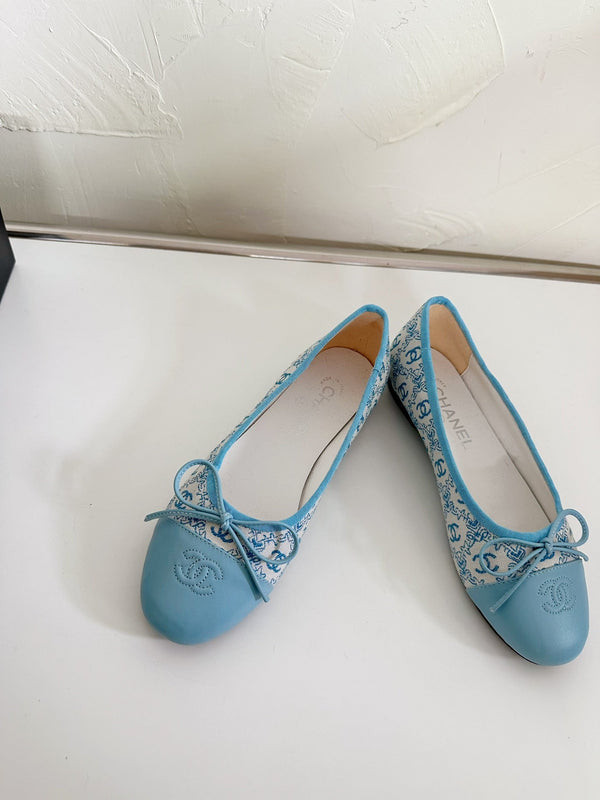 Ballet Flats Cloud Blue Cloth Calfskin