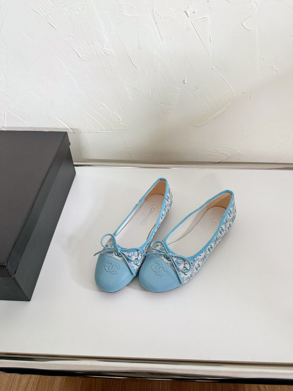 Ballet Flats Cloud Blue Cloth Calfskin