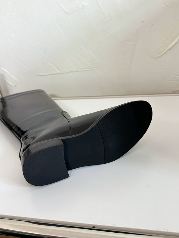 HUNT BOOTS IN BLACK GLAZED CALFSKIN