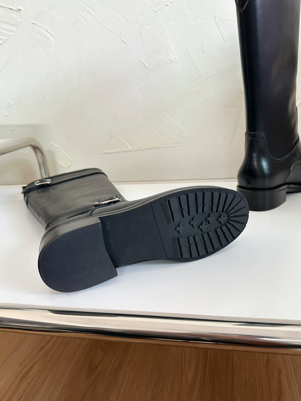 STIVALI RIVER IN PELLE DI VITELLO LISCIA NERA