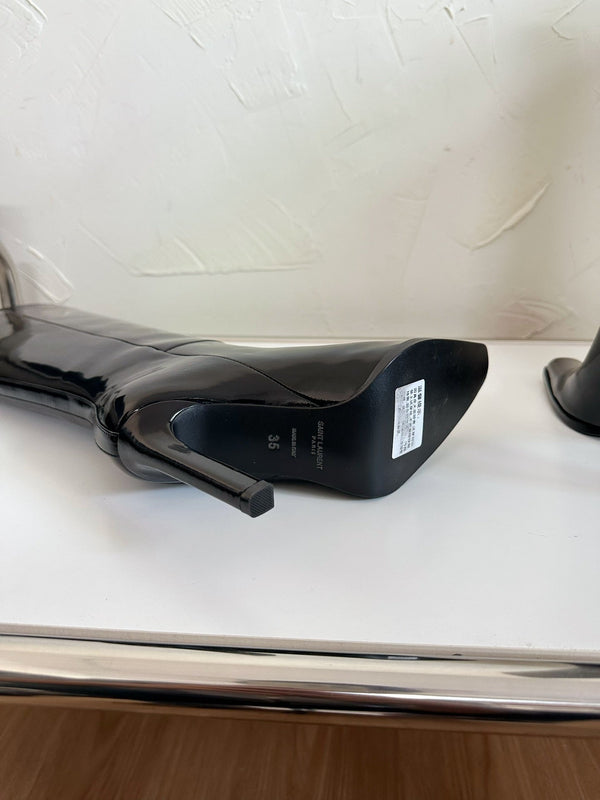 STIVALI ALTI AL GINOCCHIO IN PELLE DI VITELLO NERA LUCIDA