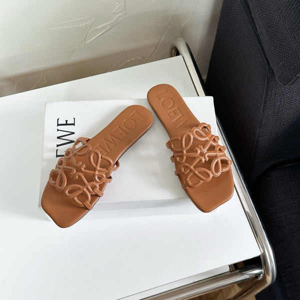 Petal Anagram Slide in Gold Soft Calfskin 273517