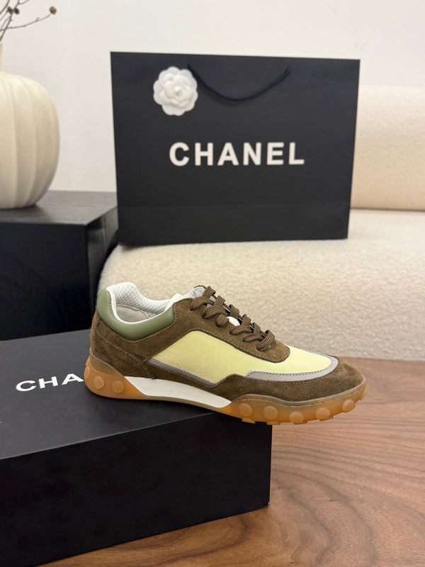 CC 2026 Sneaker Olive Yellow Fabric Suede Calfskin 676169