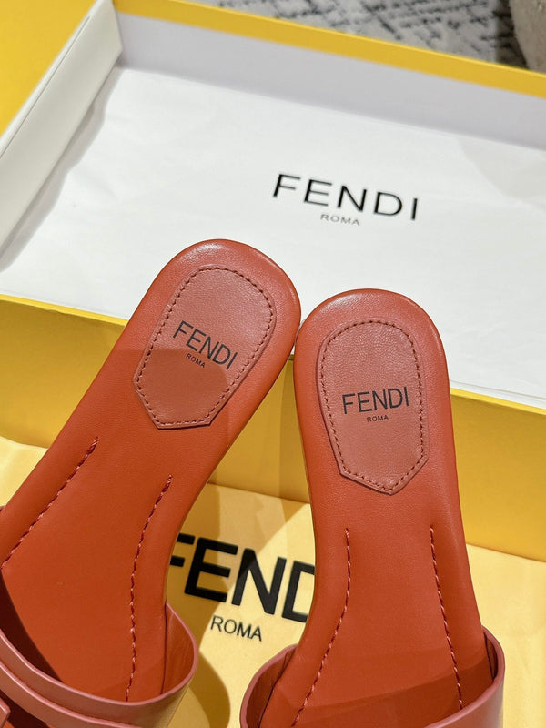 FF Baguette Rust Leather Slide