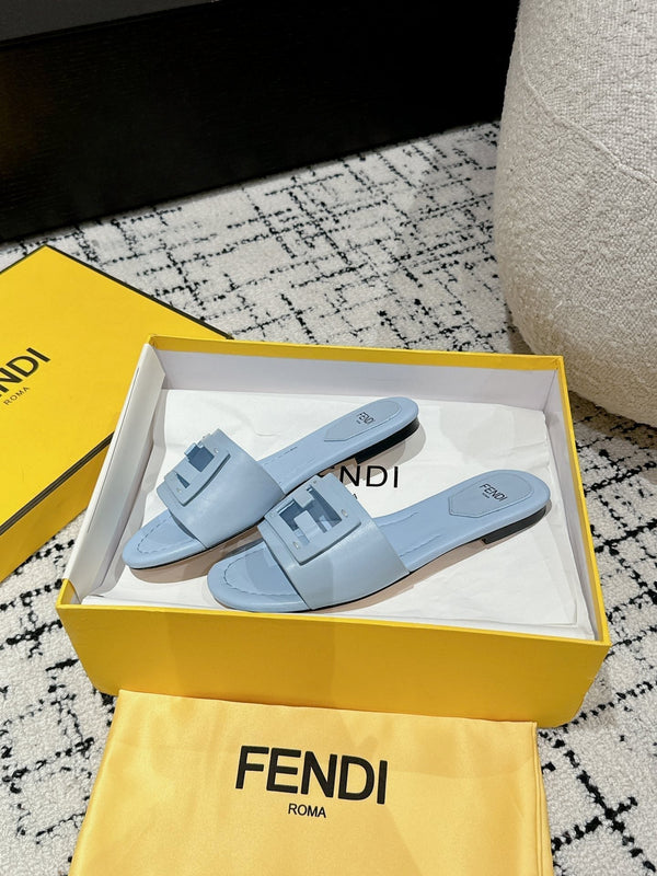 FF Baguette Baby Blue Leather Slide