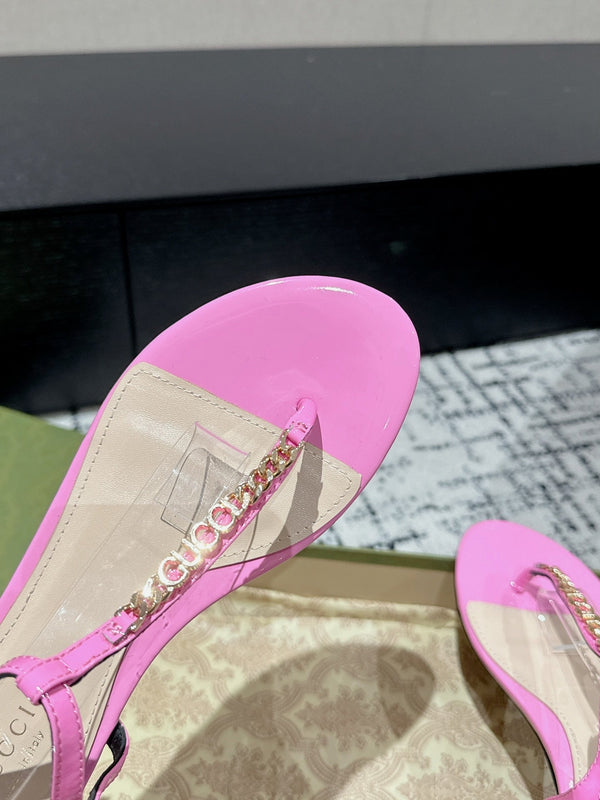 THONG SANDAL IN FUSCIA PINK CALFSKIN