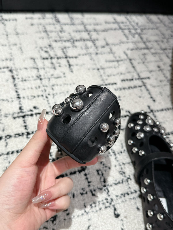 ALAIA PEARL MARY JANE SHOES IN BLACK LAMBSKIN