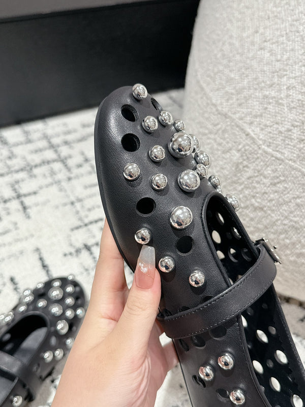 ALAIA PEARL MARY JANE SHOES IN BLACK LAMBSKIN