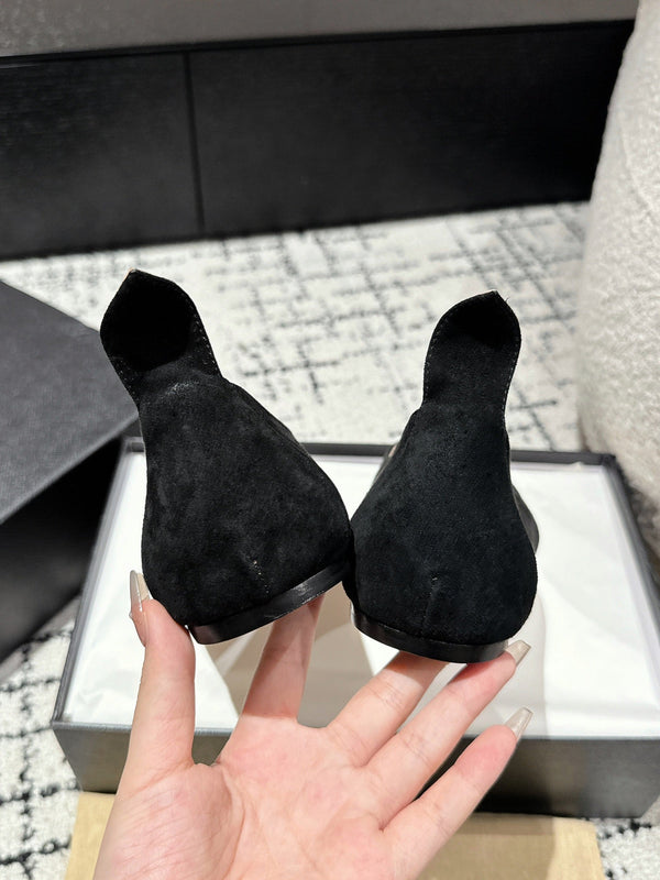 DÉCOLLETÉ ALAIA 1 CM IN CAMOSCIO NERO MISTO VITELLO NERO