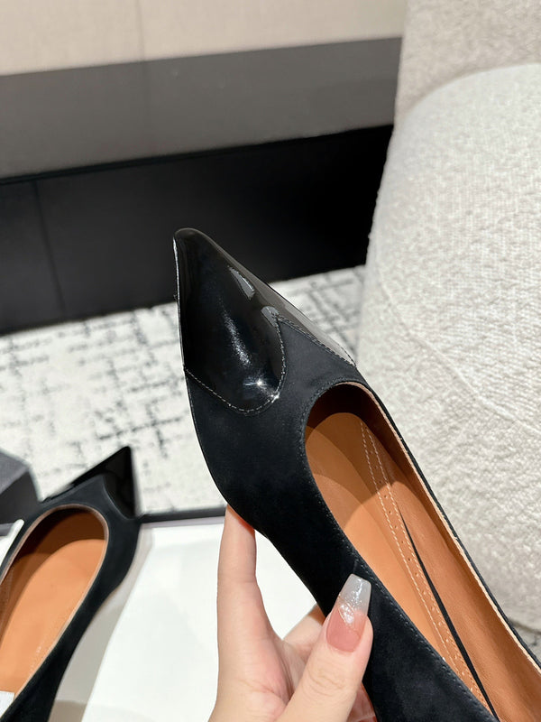 DÉCOLLETÉ ALAIA 1 CM IN CAMOSCIO NERO MISTO VITELLO NERO