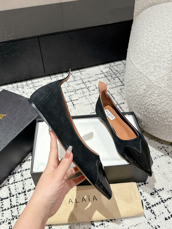 DÉCOLLETÉ ALAIA 1 CM IN CAMOSCIO NERO MISTO VITELLO NERO