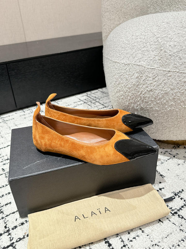 DÉCOLLETÉ ALAIA 1 CM IN CAMOSCIO MARRONE RAME MISTO VITELLO NERO