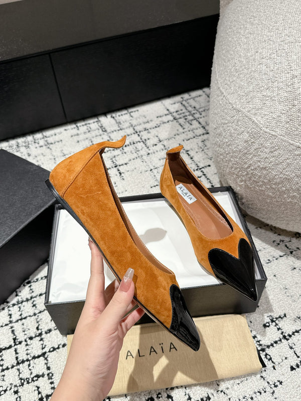 DÉCOLLETÉ ALAIA 1 CM IN CAMOSCIO MARRONE RAME MISTO VITELLO NERO