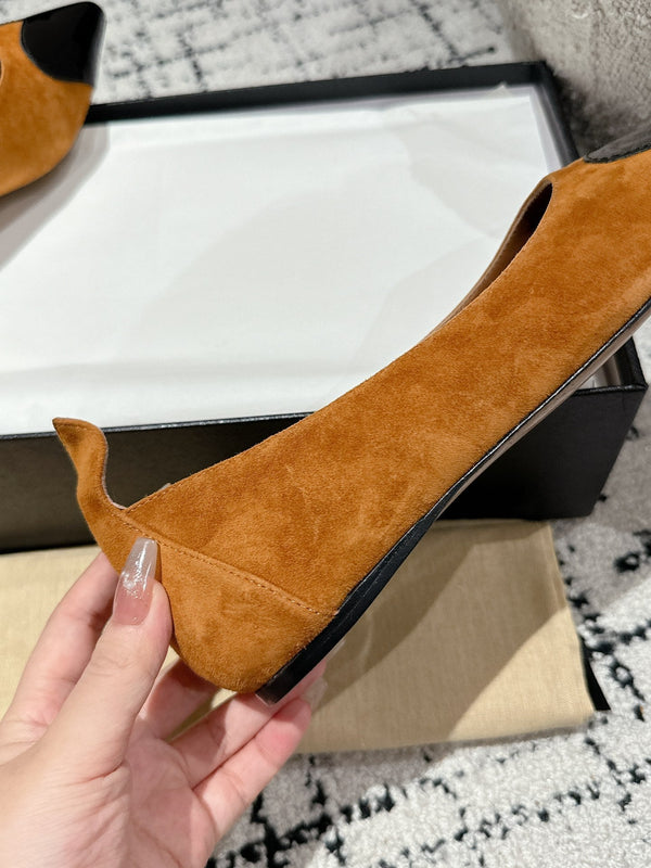 DÉCOLLETÉ ALAIA 1 CM IN CAMOSCIO MARRONE RAME MISTO VITELLO NERO