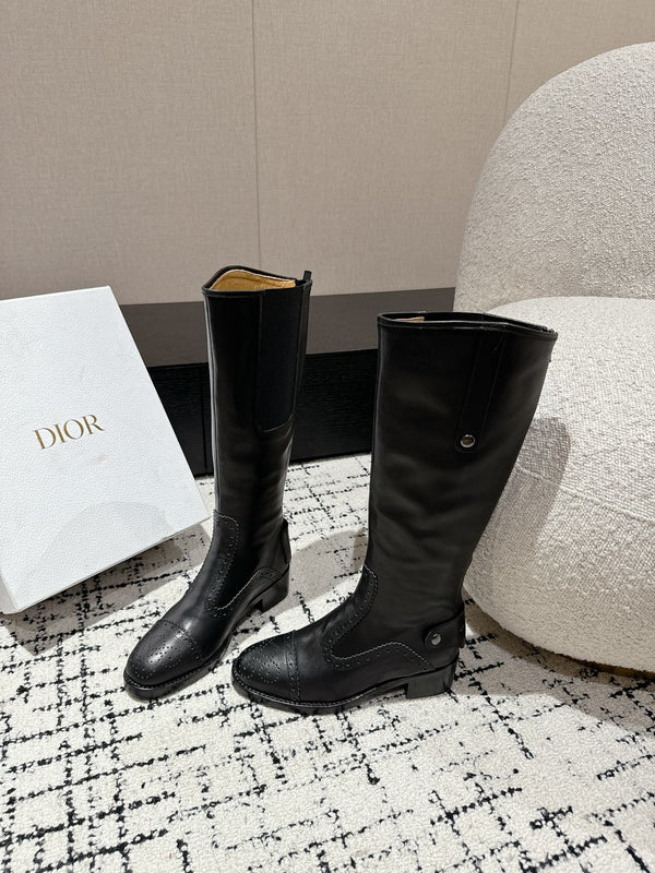 CD High Boots Black Classic Pattern Calfskin