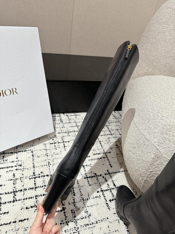 Stivali alti CD 100mm in pelle di agnello nera