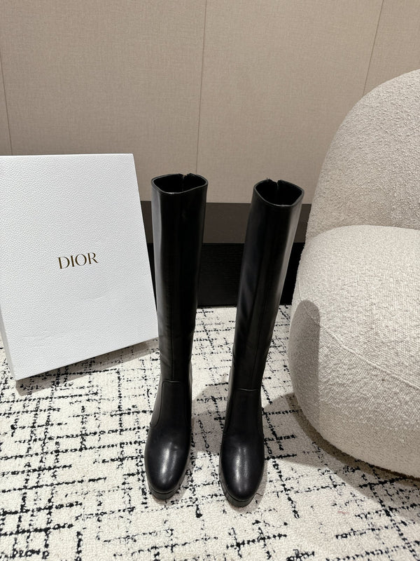 Stivali alti CD 100mm in pelle di agnello nera