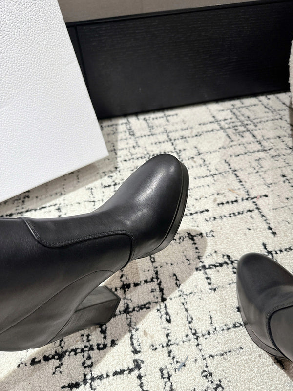 Stivali alti CD 100mm in pelle di agnello nera