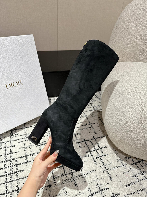 CD High Boots 100mm Black Suede